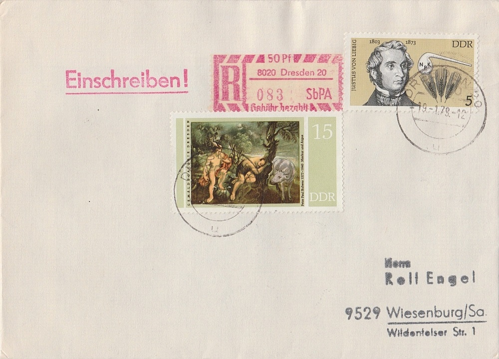 Einschreibbrief vom 19.1.79 mit EM B 